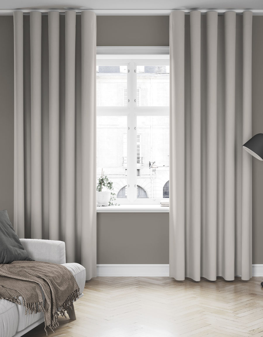 Flamskyddad gardin Hawick, beige, måttillverkad
