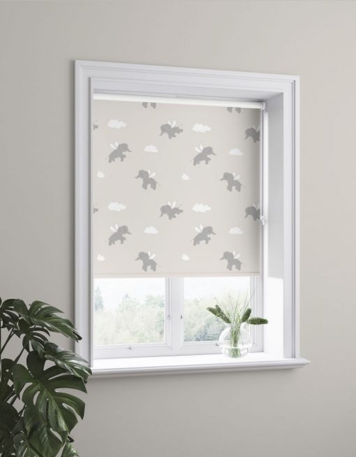 Elephant mörkläggande barnrullgardin, beige